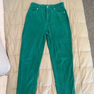 Urban Outfitters BDG Mom Pant Women's Green Corduroy High Rise Straight Leg